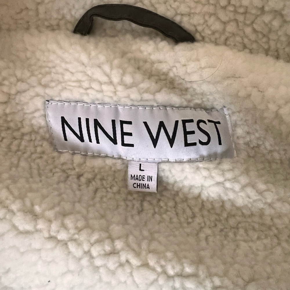 Nine West Fur Trim Hooded Parka Coat Green - Picture 6 of 12